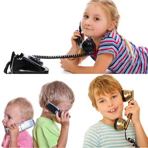 children on a variety of different phones