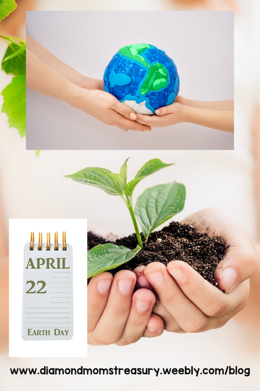 Hands holding model of Earth at top and hands holding a new seedling at bottom.