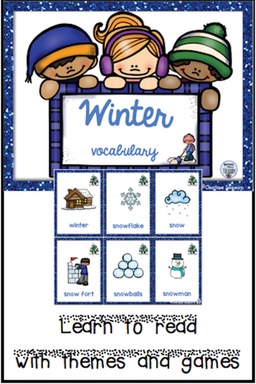 Learn to read with themes and games. Winter ideas for reading. #winter #readinggames #learntoread