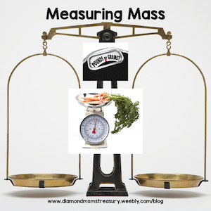 Measuring mass using a standard measurement scale.
