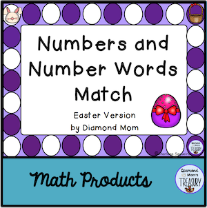 Numbers and Number Words Match Easter version