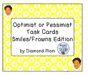 optimist or pessimist task cards smiles/frowns edition