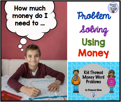 Word problems are difficult. Using money situations that kids can understand helps.