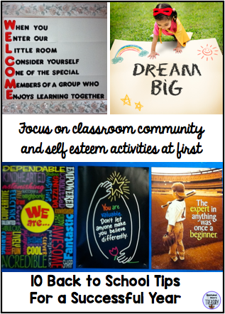 10 Back to school tips for a successful year. Tip 4: Focus on classroom community and self esteem activities at first.