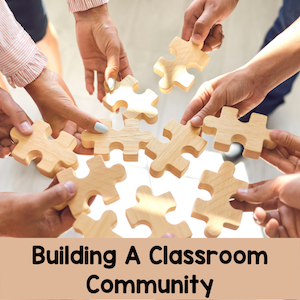 Building a classroom community. Kids with puzzle pieces.