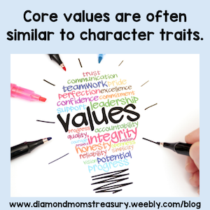Core values are often similar to character traits.