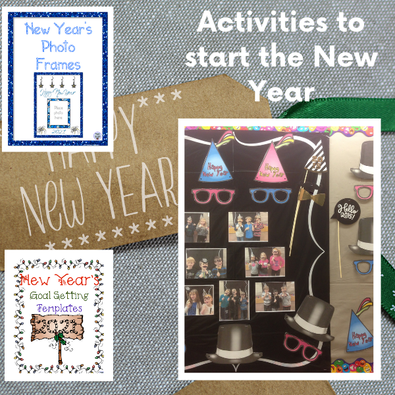 new year's photo frames, props, goal setting templates