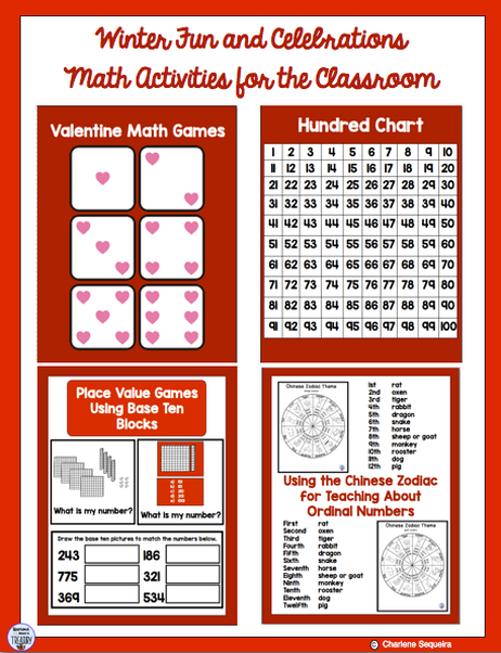 Winter fun and celebration math activities for Chinese New Year and Valentines Day. #ChineseNewYear #ValentinesDay #wintermathactivities
