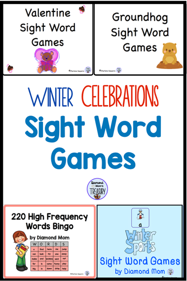 Winter celebration bundle of  themed sight words games.