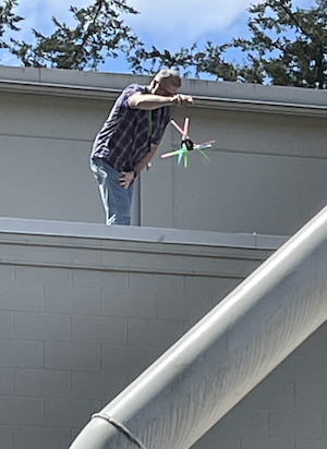Dropping egg contraption from roof