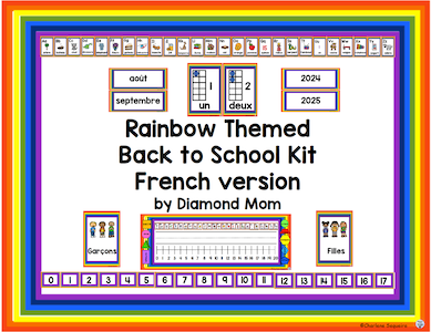 Rainbow themed back to school kit French version.