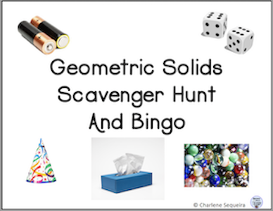 Geometric solids scavenger hunt and bingo