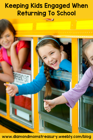 keeping kids engaged when returning to school. Kids on school bus.