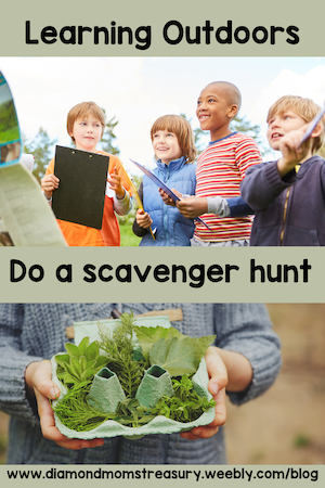 Learning outdoors do a scavenger hunt