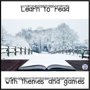 Learn to read with themes and games. Background is a winter theme.