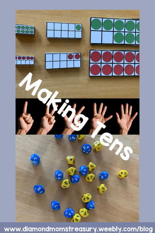 Making tens using 10 frames and dice