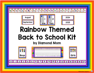 Rainbow themed back to school kit.