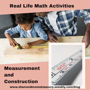 Using measurement skills for building is a great real life activity that can be done at home. Construction also involves spacial awareness and some idea of geometry. Working with plans and building things to scale also are important real life skills that can be applied.