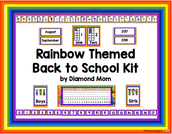 Rainbow themed back to school kit