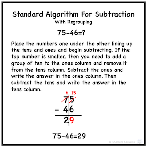 standard algorithm for subtraction with regrouping