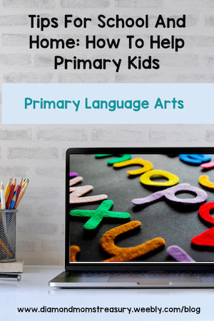 tips for school and home language arts with laptop showing felt letters
