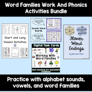 word families work and phonics activities bundle